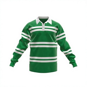 Camiseta de Rugby a Rayas para Hombre, Manga Larga, Cuello Camisero, Transpirable, de Poliéster, para Deporte, Todas las Temporadas, Corte Regular - Product Image 1