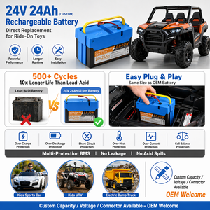 Batería Recargable de Iones de Litio de 24V 12Ah para Coches de Juguete, Compatible con las Mejores Baterías de Repuesto para Coches de Juguete <span class=keywords><strong>Thunder</strong></span> UTV - Product Image 6