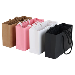 Kraft Paper Gift <b>Bags</b> Rope Handle Paper Shopping <b>Bags</b> <b>Black</b> White Pink Favor Packaging for Party Craft - Product Image 4