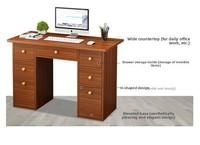 Bureau en bois MDF avec tiroirs de rangement, table d'ordinateur multifonctionnelle pour l'écriture et l'étude, idéale pour le bureau à domicile ou la chambre.