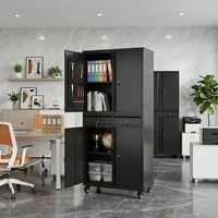 Système de rangement d'outils de garage tout-en-un, armoire métallique roulante à 4 portes et 2 tiroirs, unité mobile robuste avec serrure à clé, écologique