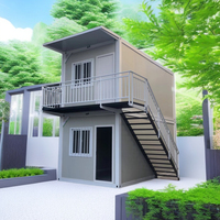 Maison conteneur modulaire étanche à assemblage rapide avec terrasse panoramique, sécurisée, pour studio d'art, jardin et espace de loisirs