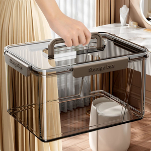 Boîte de rangement transparente StarYou avec poignée, organisateur de bureau rectangulaire - Product Image 1
