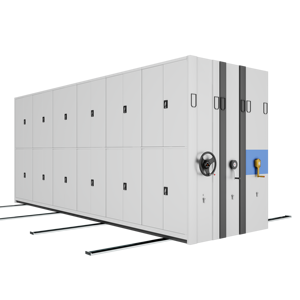 Archivador moderno de metal con manivela, estantes ajustables de uso comercial, diseño compacto, estantería de biblioteca móvil, cerradura de llave 4 - Product Image 1