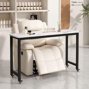 Mesa de Manicura Moderna con Silla Reclinable, Estructura Metálica, Estación de Trabajo Rodante para Salón, Muebles de Estudio de Belleza Estilo Japonés - Product Image 4