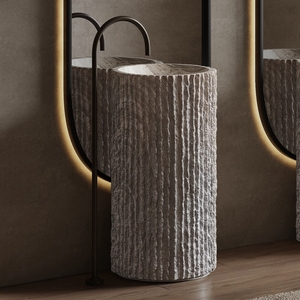 <span class=keywords><strong>Lavabo</strong></span> <span class=keywords><strong>sur</strong></span> <span class=keywords><strong>pied</strong></span> en résine de pierre artificielle de style Wabi Sabi pour la maison et l'hôtel, surface solide moderne - Product Image 2