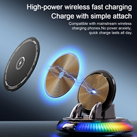 Support de navigation pour tableau de bord avec lumière colorée, chargeur de téléphone sans fil électrique 360 degrés 15W pour voiture, vente en gros