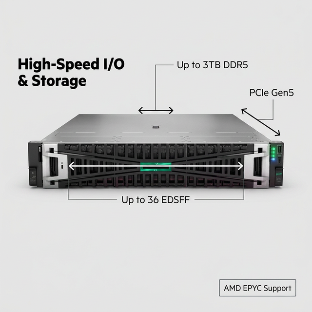 High-Speed Pcie Gen5 I/O Amd Epyc Processors Hpe Proliant Dl345 Gen11 2u 1p Rack Server