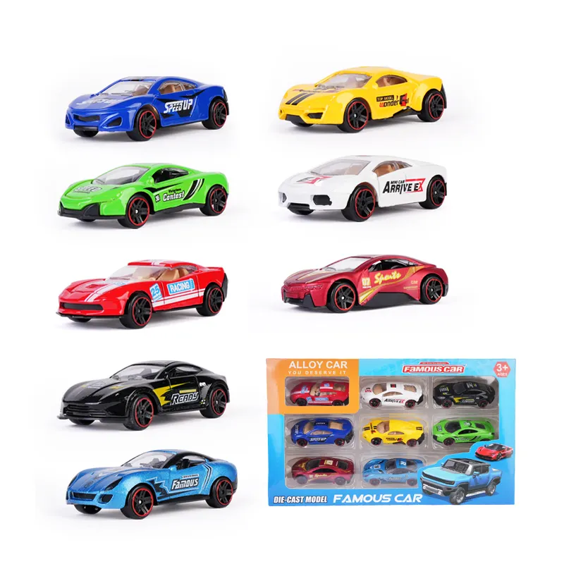 खिलौना कार 8PCS 8.5CM स्लाइडिंग अलॉय रेसिंग कारें