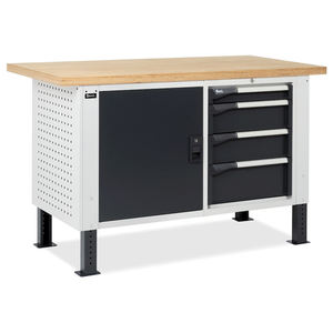 Fami Master BR 150cm établi réglable avec plateau en bois, armoire et 4 tiroirs - Product Image 1