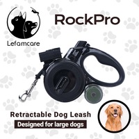 Laisse rétractable pour chien Lefamcare 5M avec sifflet électronique et lumière LED, laisse en nylon robuste pour grands chiens jusqu'à 50 kg