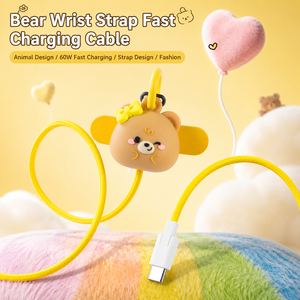 Cable <span class=keywords><strong>de</strong></span> Carga Rápida USB C a C <span class=keywords><strong>de</strong></span> 60W con Correa <span class=keywords><strong>de</strong></span> Muñeca Antipérdida, Diseño <span class=keywords><strong>de</strong></span> Personajes Animados, Cable <span class=keywords><strong>de</strong></span> Carga Rápida con IP Oculta Personalizada - Product Image 2