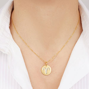 Milskye gioielli di moda personalizzati in argento 925 placcato in oro 18 carati con zodiaco pavimenta zirconi collana con ciondolo <span class=keywords><strong>ariete</strong></span> - Product Image 2