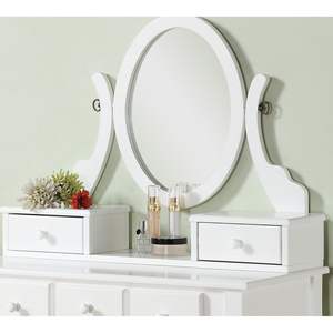 DB for Ashley - Juego de Mesa de Maquillaje y Taburete, Madera MDF Blanca, Estilo Europeo Moderno, Muebles de Dormitorio con Espejo Ajustable - Product Image 5