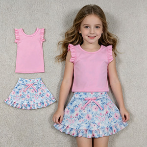 RTS Athletic Wear Printemps Automne Imprimé Floral Jolies Petites Filles Jupe-short Décontractée à Volants avec Doublure Yoga Vente en Gros Sœur - Product Image 1
