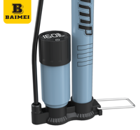 Pompe à pied professionnelle BAIMEI, vente directe d'usine, avec baromètre, en acier, design durable, pression 130-160 PSI