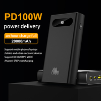 Batterie externe portable étanche en alliage d'aluminium 20000mAh 22.5W USB-A QC3.0 PD3.0 PD100W USB-C à charge rapide 4-en-1 avec LED pour téléphone portable et tablette