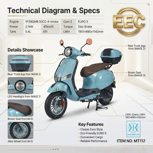 Scooter à essence de haute qualité 49,5 ml 50 cm³ EFI 4 temps refroidi par air EEC Euro 5 Scooter rétro 49 cm³ Cyclomoteur à essence Frein à disque avant MT112 - Product Image 3