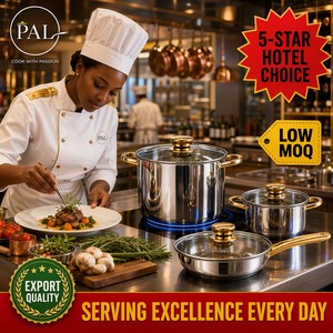 PAL 12-Piece Stainless Steel Cookware Set Gold/Silver Handles Black <strong>Knob</strong> Ceramic Non-Stick Coating Glass Cover Multi-Size - Product Image 6