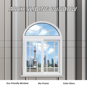Ventana de arco deslizante de vidrio doble moderno de alta calidad, marco de aleación de aluminio, estilo abierto, hoteles, acero inoxidable Horizontal - Product Image 4