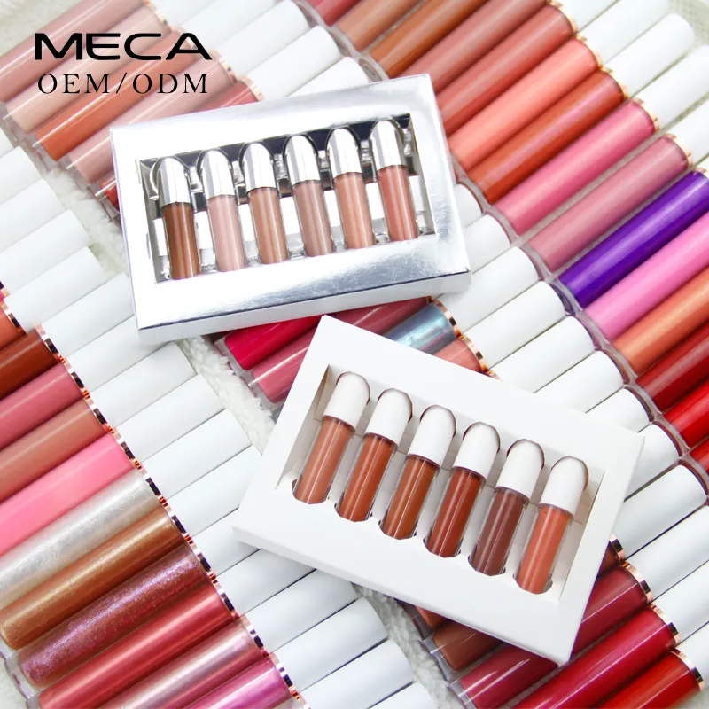 DIY liquid lip gloss set popular cosmetics makeup 6 colors set wholesale low moq customized lip kit