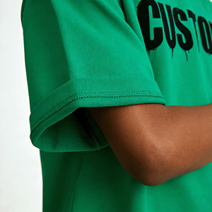 T-Shirt Oversize da Uomo in Cotone 300 Gsm, Alta Qualità, Lavaggio Acido, Collo a Costine, <span class=keywords><strong>Stampa</strong></span> Personalizzata - Product Image 3