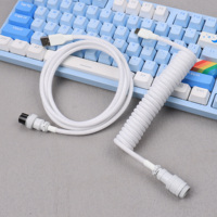 Câble USB-C enroulé pour claviers mécaniques de gaming, conception aviateur à double gaine, conducteur en cuivre pur, gaine en nylon, garantie 12 mois