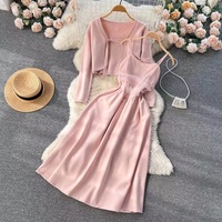 Undefined nouvelle chute costumes femmes de court en tricot petit costume veste maille halter robe deux-pièce hiver robe de la dame ensemble