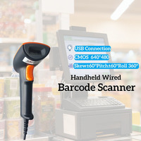 Lector de Códigos de Barras 2D Portátil con Conexión por Cable, Escáner de Códigos QR, Apto para Supermercados