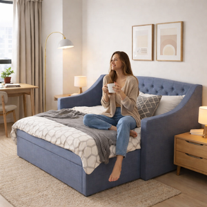 Toptan ucuz düğme tasarım kanepe oturma odası tek ve çift kat çekyat koyu gri çekyat sedir - Product Image 3