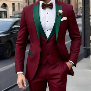 Traje de 3 Piezas para <span class=keywords><strong>Hombre</strong></span>, Blazer, Chaleco y Pantalón, Traje de Boda, Nuevo, Sólido, Corte Entallado, para Novio, Padrino de Boda, Esmoquin - Product Image 5