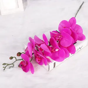Qihao थोक उच्च गुणवत्ता 9 बड़े खिलता के लिए कृत्रिम जापान शैली फूल सिल्क रियल टच आर्किड पार्टी शादी की सजावट