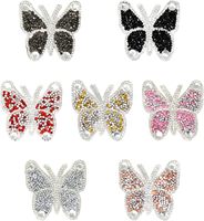 Appliques en cristal de transfert de chaleur avec logo à motif personnalisé vêtements autocollants décoratifs à paillettes papillon patchs en strass pour vêtements