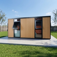 Maison conteneur en verre à double aile extensible, maisonnette préfabriquée moderne, cabane préfabriquée durable en acier galvanisé, déploiement rapide