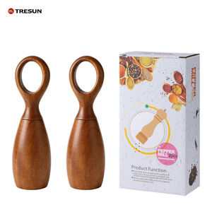Moulins à sel et à poivre en bois avec logo personnalisé, outils de cuisine et de barbecue à commande manuelle, avec emballage en boîte pour la maison et les restaurants - Product Image 6