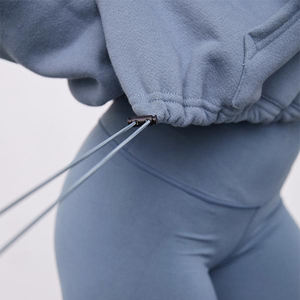 Felpa in cotone caldo e caldo da donna felpa con Zip a quarto con cappuccio semplice nero con Zip pullover Cropped - Product Image 4