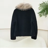 Manteau court en vraie fourrure de mouton pour femme, coupe ajustée, avec col en fourrure de raton laveur, fermeture éclair, chaud, collection 2026 JT605