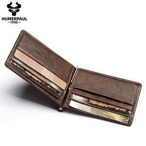 HUMERPAUL-tarjetero de cuero genuino delgado con abrazadera para dinero, tarjetero plegable - Product Image 3