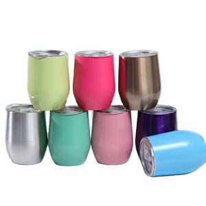 Vaso de huevo de doble pared de 12oz, taza de café, <span class=keywords><strong>tazas</strong></span> de metal coloridas para beber cerveza, <span class=keywords><strong>tazas</strong></span> personalizables con pajita - Product Image 1