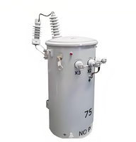 Transformateur immergé dans l'huile monophasé 75 kVA monté sur poteau, 13,2 kV vers 120/240 V, pour la distribution d'énergie agricole en zone rurale