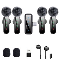 HF9 4-in-1 Kabelloses Lavalier-Mikrofon-Set mit Geräuschunterdrückung, 20Hz-20kHz Clip-on-Mikrofon für TikTok Live-Streaming