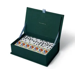 Ensemble de dominos blancs design personnalisé Double Six 6 carreaux de dominos jumbo à dos de fleur en mélamine imprimés Uv