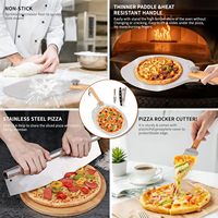 Ensemble de pelle à pizza en aluminium avec spatule professionnelle, manche en bois pliable et coupe-pizza à bascule - Compatible avec les fours