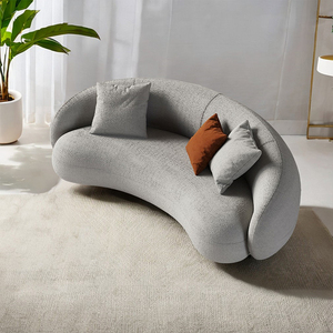 Conjunto de sofá Seccional de terciopelo de peluche moderno italiano Diseño minimalista simple Dormitorio grande Sala de estar Sofá De Luna - Product Image 1