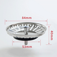 Tapón de filtro de drenaje de baño, Colector de pelo, colador de fregadero de cocina de acero inoxidable, tapón de residuos, filtro de fregadero de 84mm