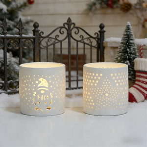 Set Decorativo Luminoso in Ceramica con Villaggio Stellato e Pupazzo di Neve (Design Invernale Luminoso) - Decorazione Natalizia da Tavolo e Accento Vintage - Product Image 5