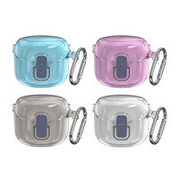 Étui de protection complet en plastique transparent pour écouteurs JBL Tune Flex sans fil avec crochet de transport