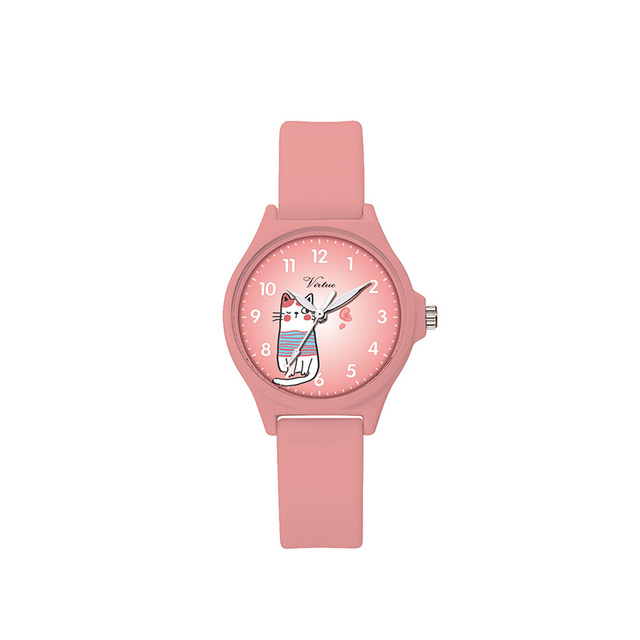 2025 Virtue Kids Quartz Watch for Women Custom Red Waterproof Cute Sports Cartoon Design New Alloy Case Glass Dial Pointer