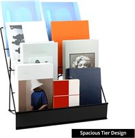 QWORK Présentoir à Livres Métallique à 4 Niveaux Gain de Place 18.4x16.6x14.5 Présentoir de Table en Fil Métallique pour Livres, CD et Magazines