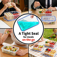 Boîte à lunch bento anti-fuite avec compartiments transparents et logo personnalisé, idéale pour la préparation des repas, adaptée au micro-ondes, pour adultes et collations